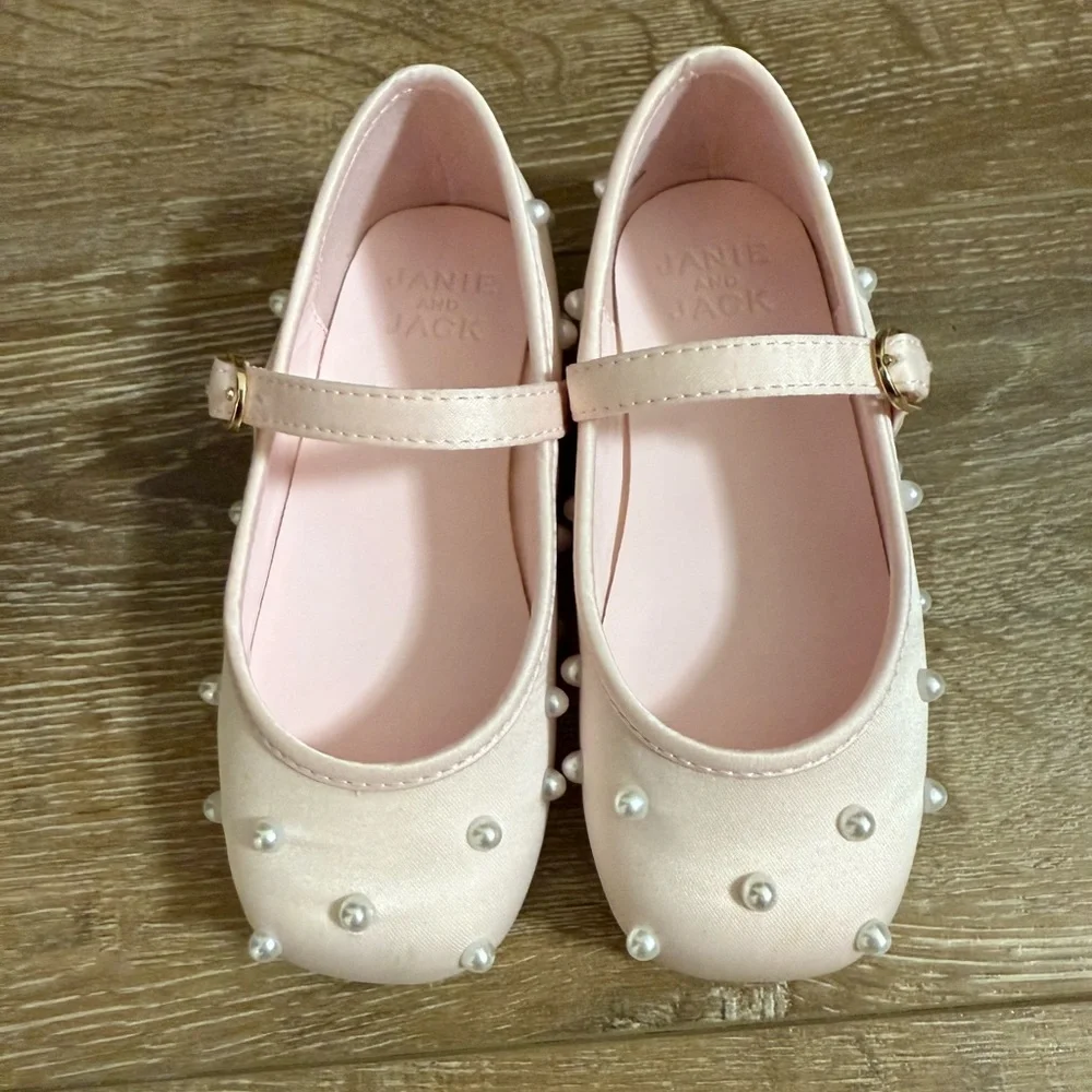 Girls' Pink Pearl Mary Jane Flats